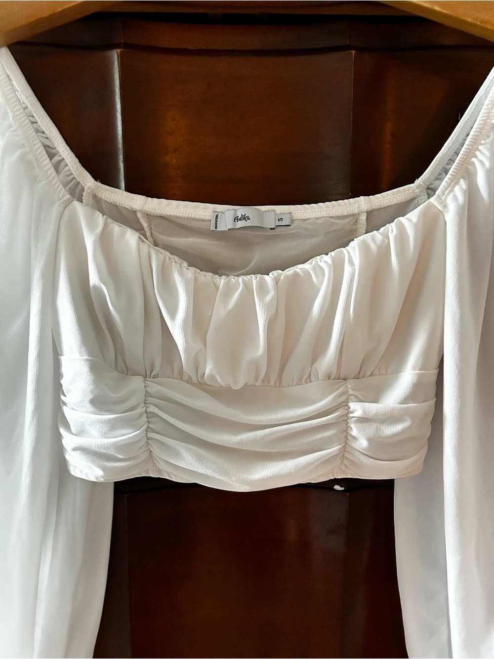 🤍 Ivory/Off-White Milkmaid Crop Top -Size Small - Picture 2 of 5